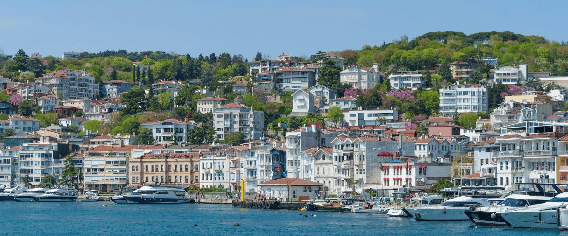 View of Bebek in Istanbul taken from the Bosphorus.