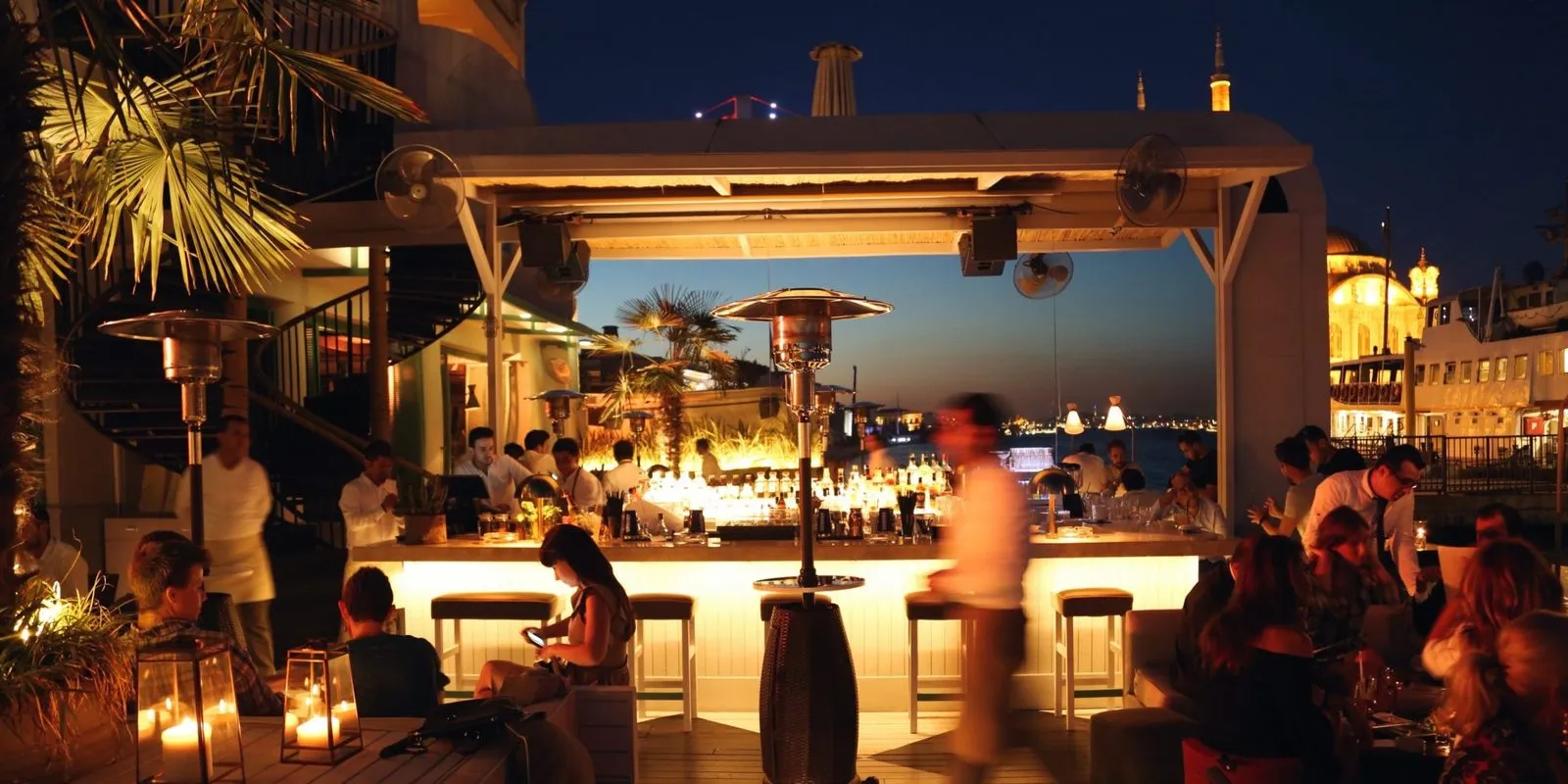 Open air bar at Ruby night club in Istanbul.