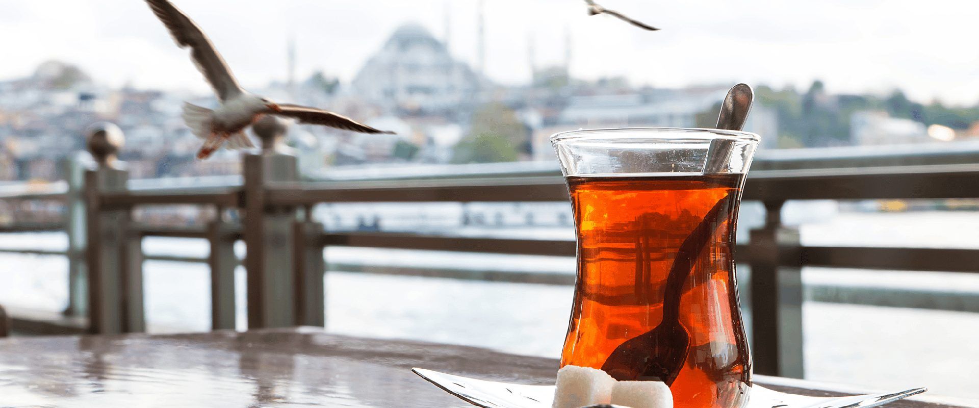 Turkish tea by the Golden Horn in Istanbul.