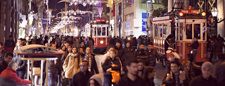 Picture of Christmas decorations in Beyoğlu - Istanbul, Turkey.