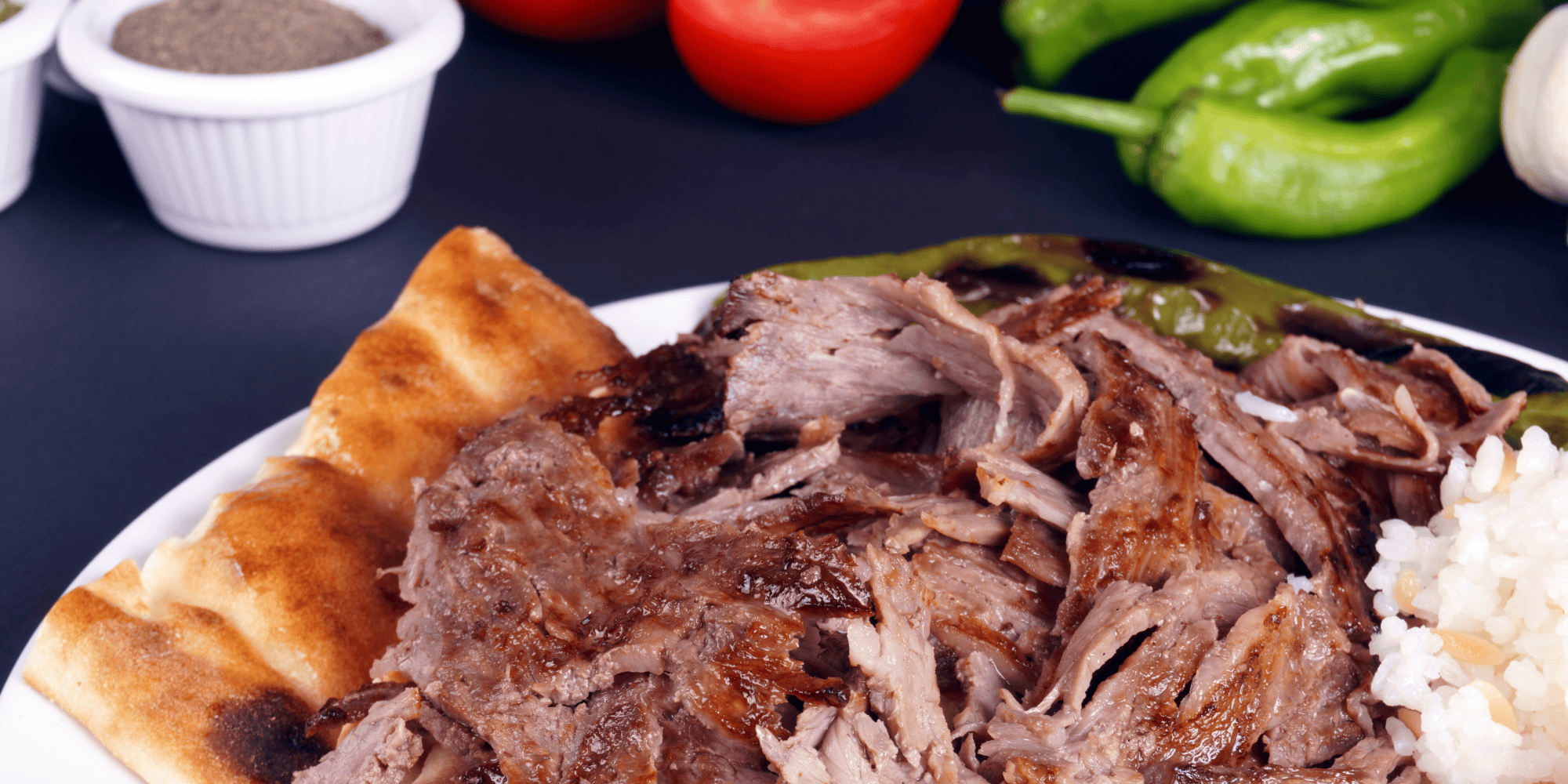 Plate of döner kebap in Istanbul, Turkey.