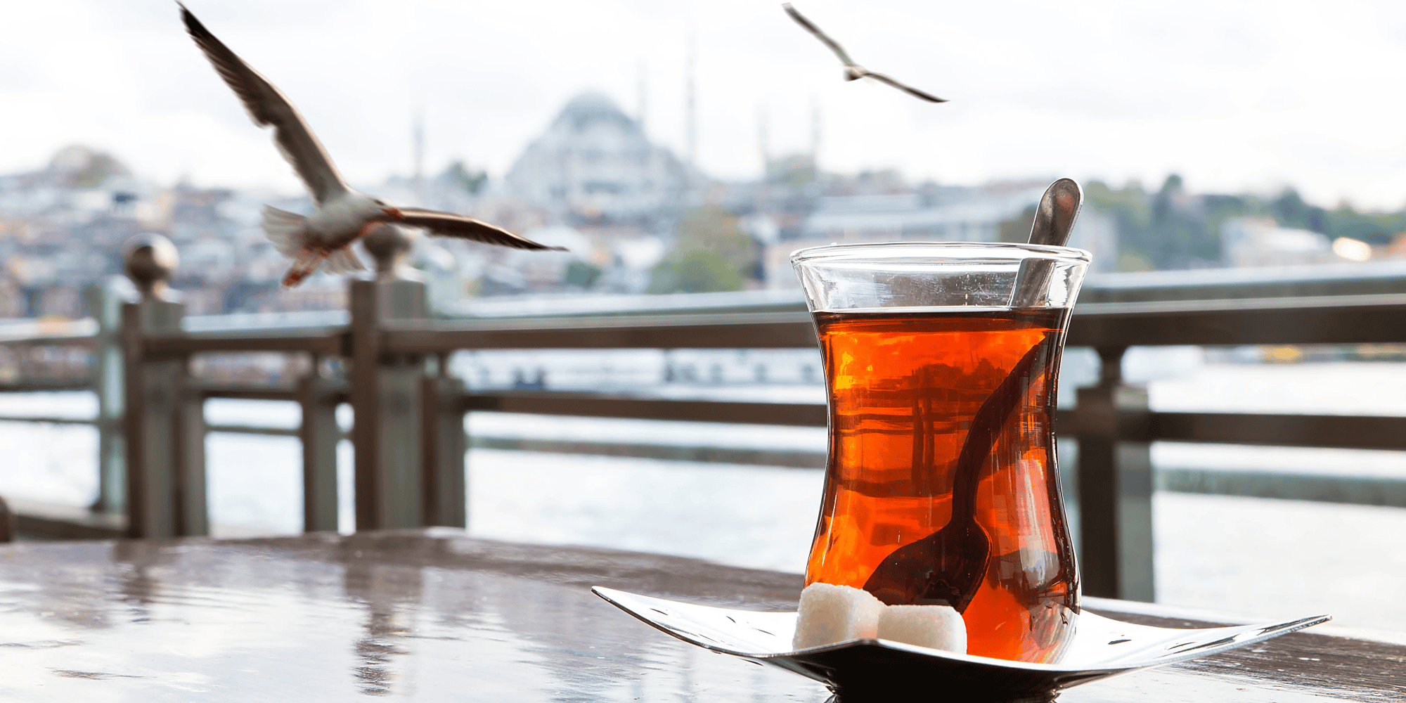 Turkish tea by the Golden Horn in Istanbul.