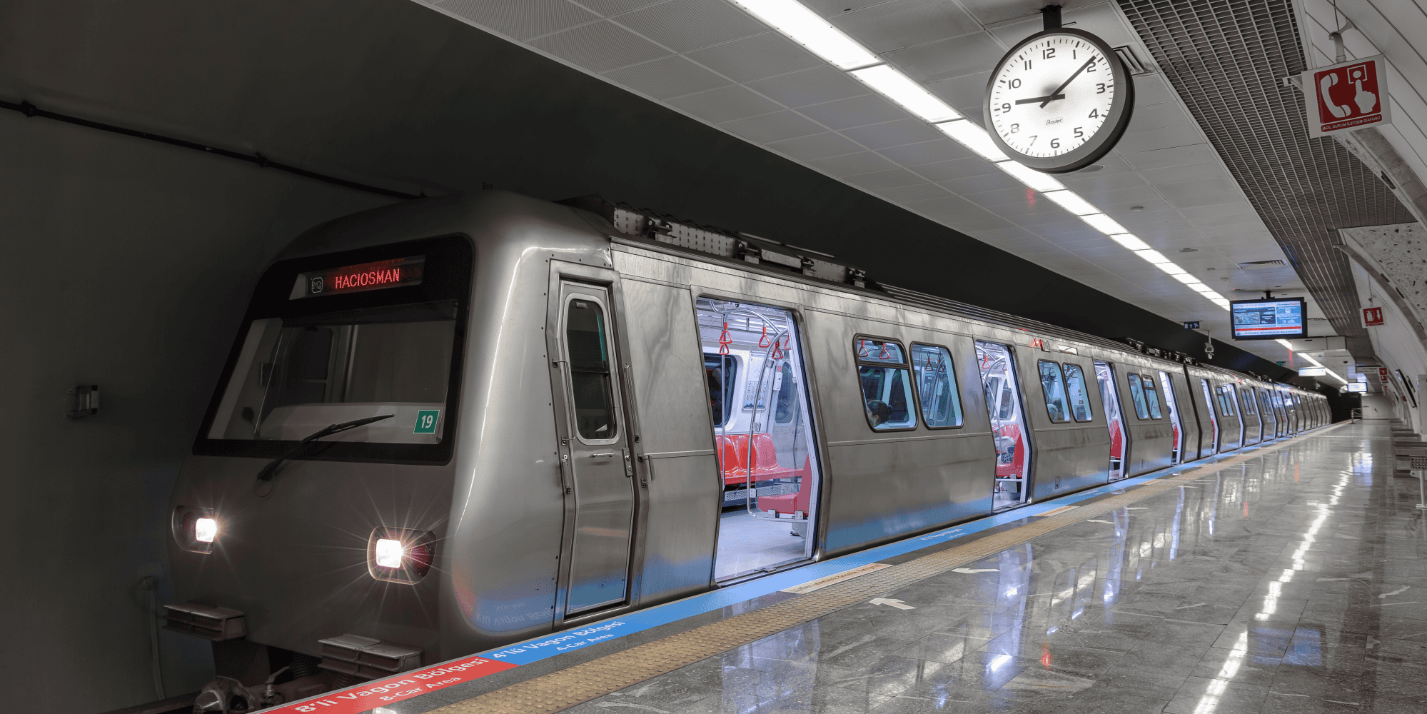 M2 metro inside metro station in Istanbul.
