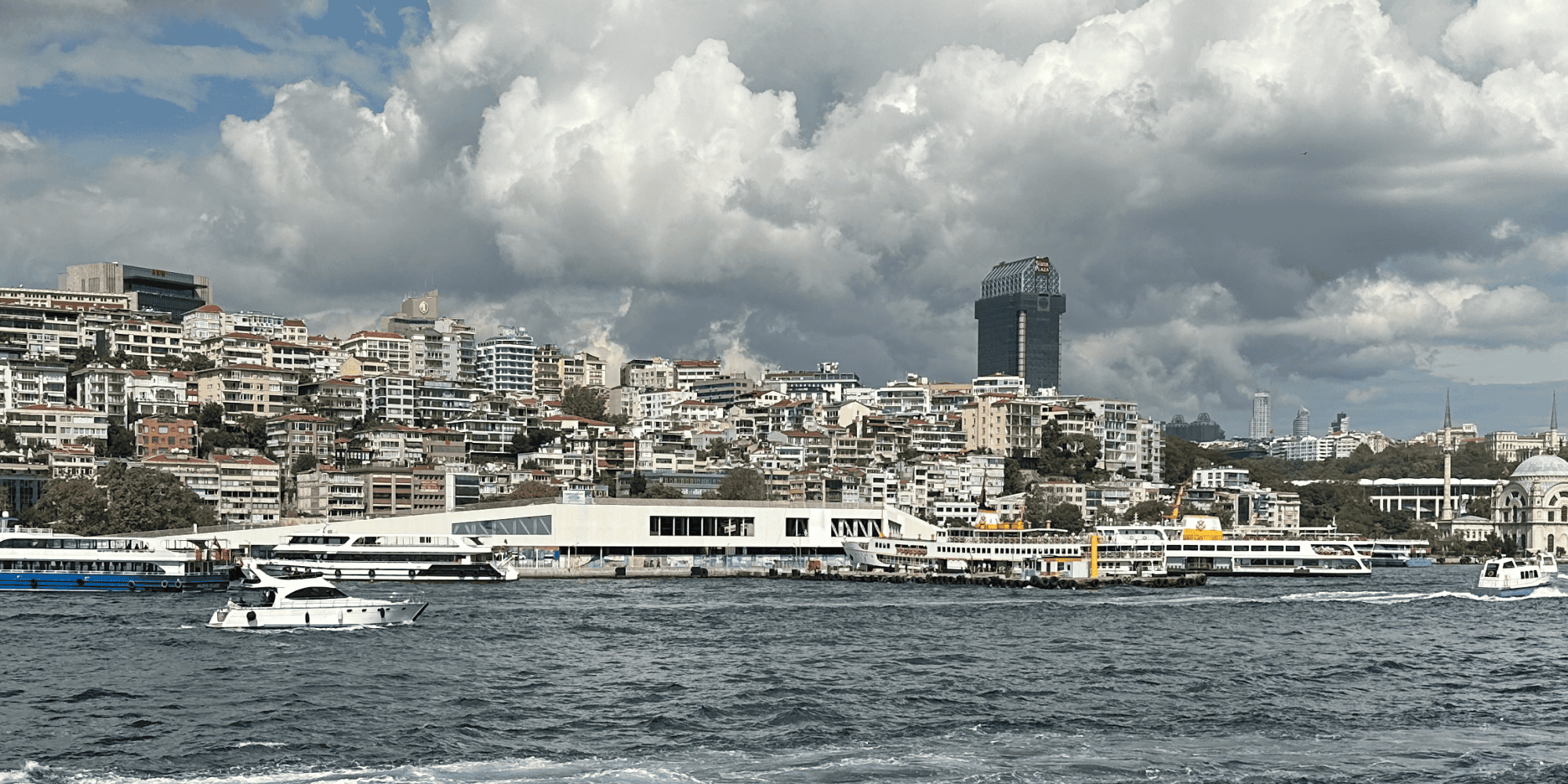 Kabataş ferry dock seen from Bosphorus in Istanbul