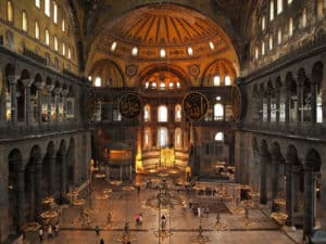 Inside the Hagia Sophia, Istanbul.