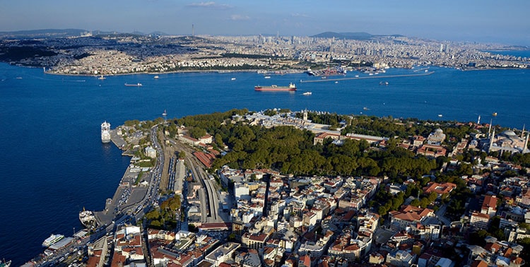 Aerial view of Istanbul's historical peninsula
