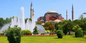 Hagia Sophia in Istanbul with fountain